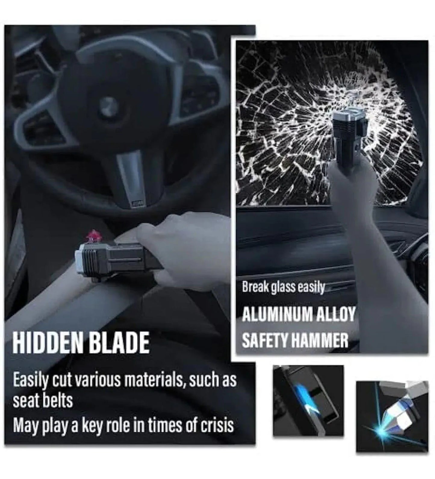 8 in 1 Safety Hammer Flashlight Rechargeable Treasure
